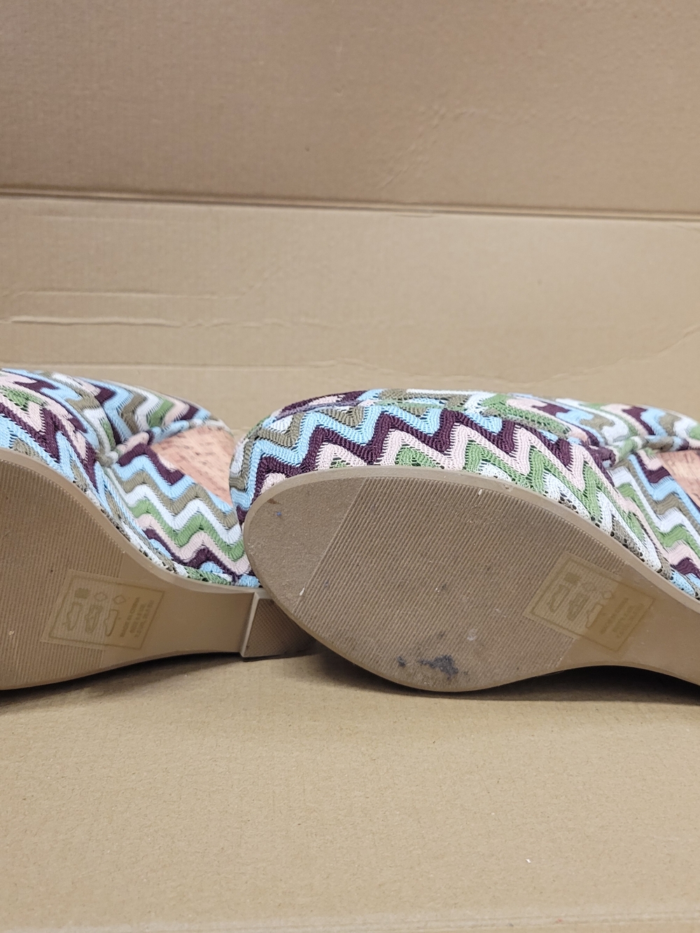 Shoe Dazzle Chevron Wedge Sandals - Blue, Green, Purple, Pink